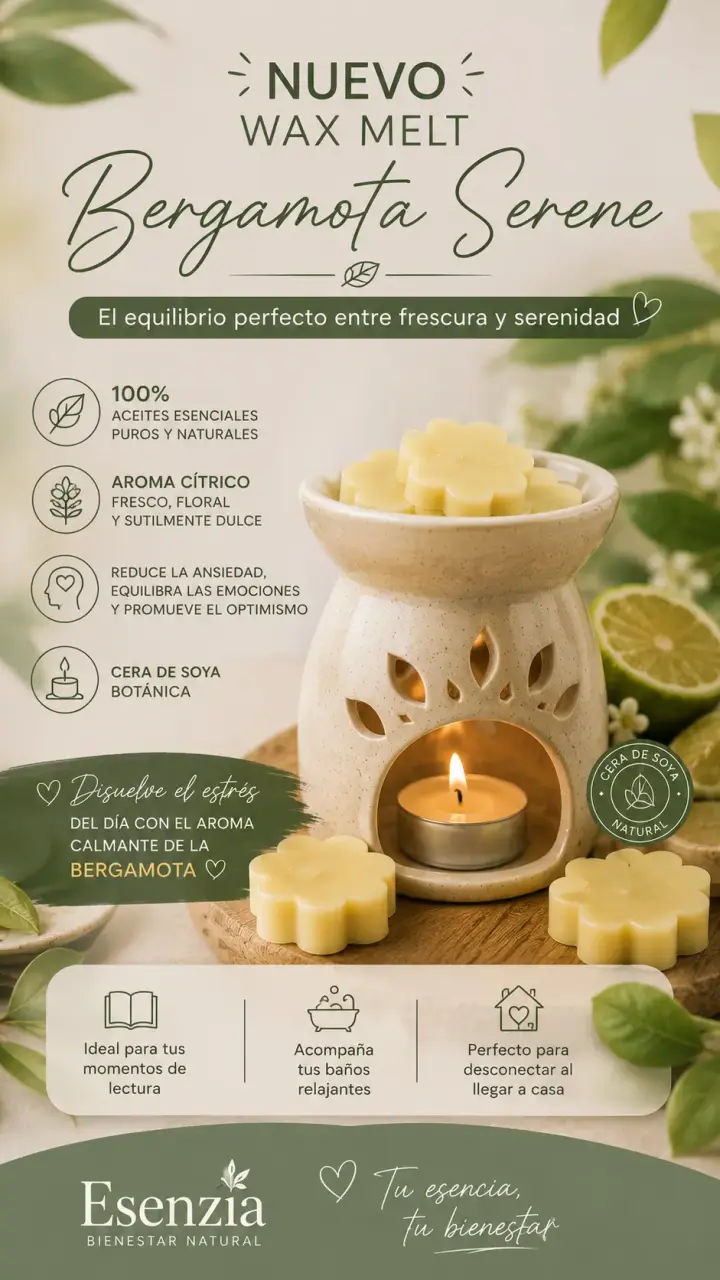 Wax Melt Bergamota Serene con Cera de Soya - 1