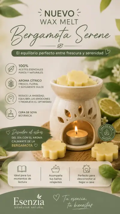 Wax Melt Bergamota Serene con Cera de Soya - miniatura 1
