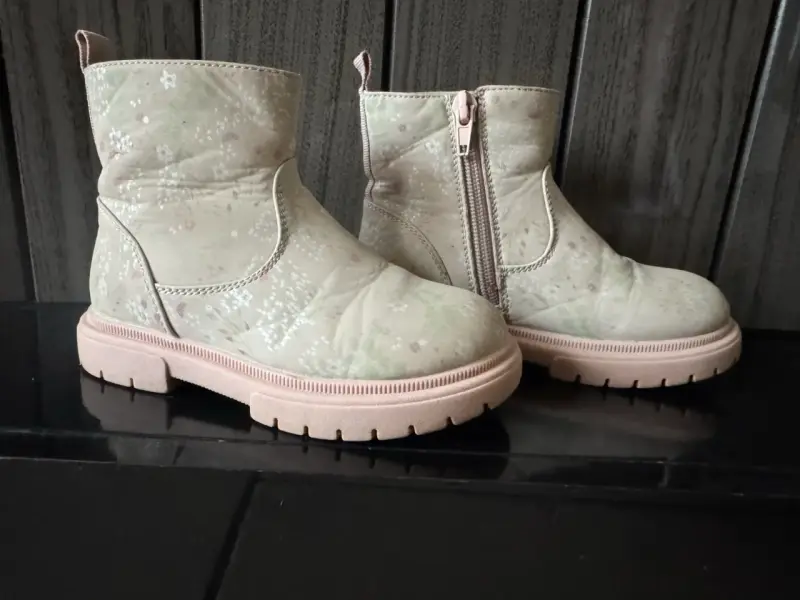 Botines de niña beige con cierre lateral - 1