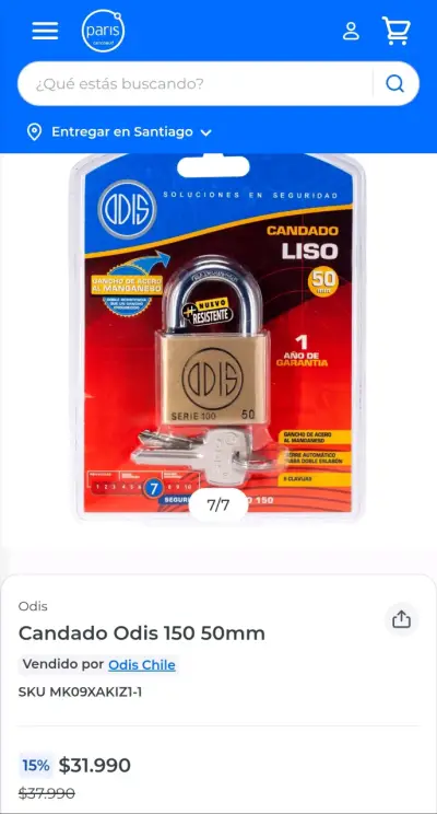 Candado Odis Serie 100 50mm resistente - miniatura 1