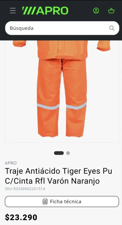Traje impermeable naranjo con cinta reflectante pa - miniatura 1
