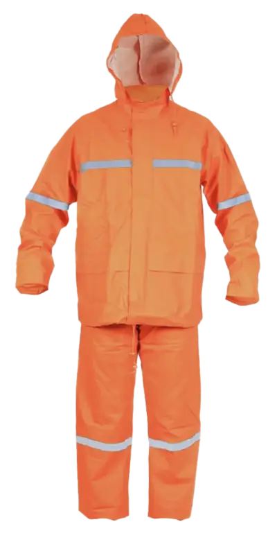 Traje impermeable naranjo con cinta reflectante pa - miniatura 2
