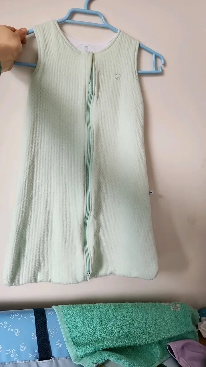 Saco de dormir bebé verde menta algodón pima - 1