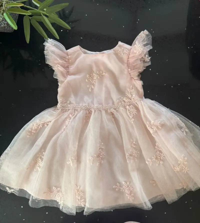 Vestido de fiesta para niña 24M rosa con encaje - 1