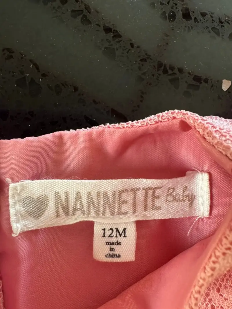 Vestido de bebé rosa con lazo Nannette - 2