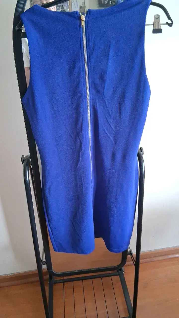 Vestido azul sin mangas con cierre trasero - 2