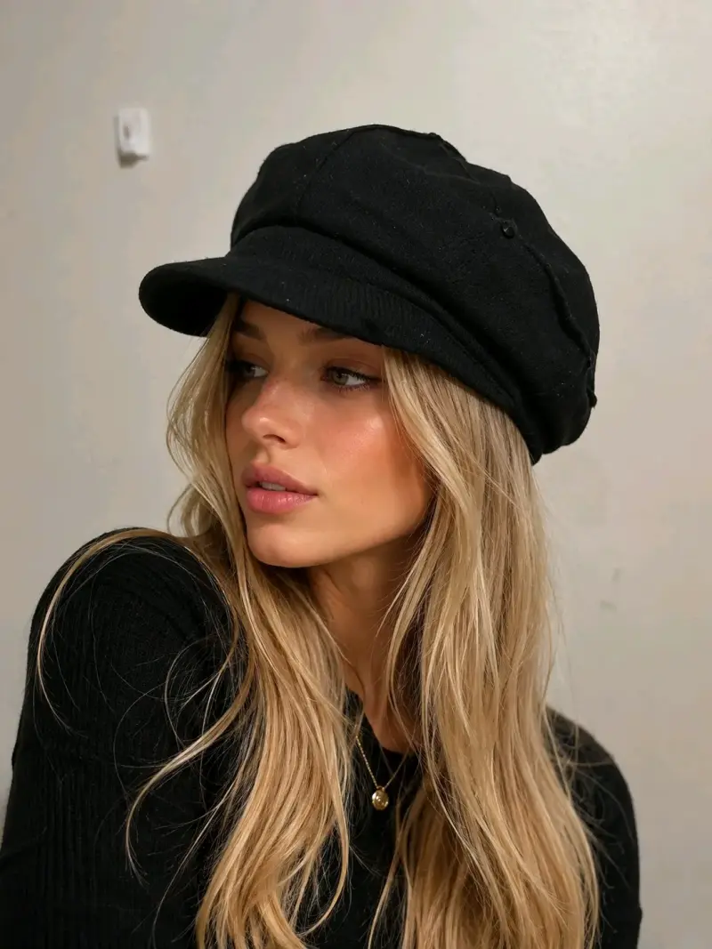 Boina negra estilo casual para mujer - 1