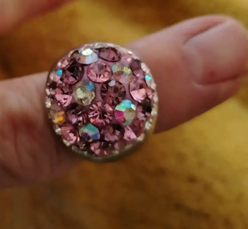 Anillo de acero inoxidabe con cicones rosas - 2