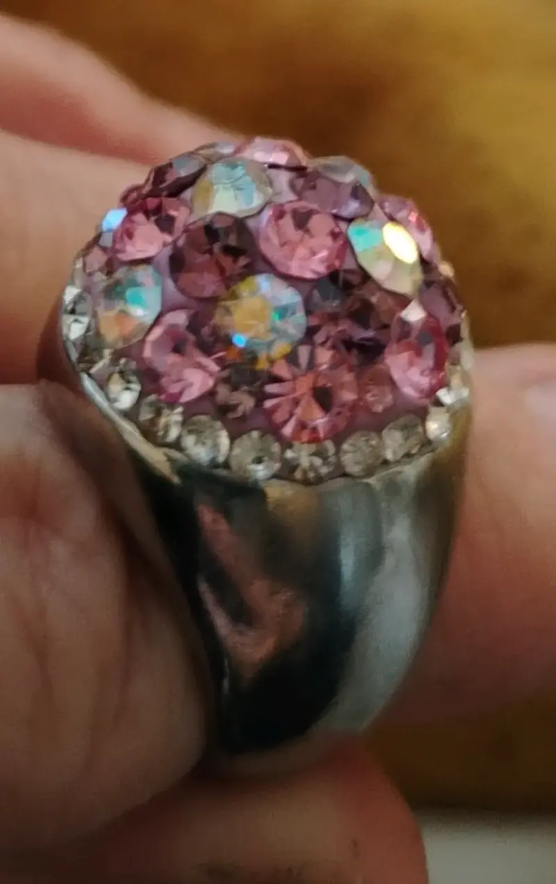 Anillo de acero inoxidabe con cicones rosas - 3