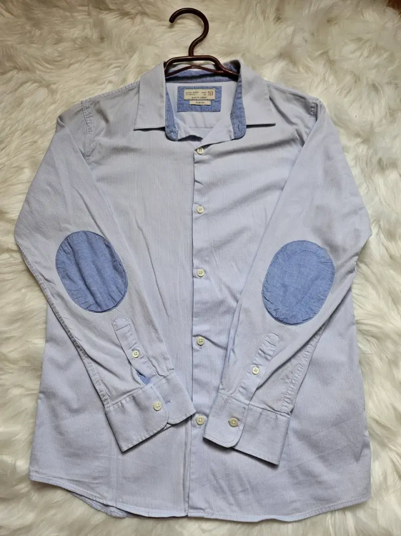 Camisa Zara Boys Slim Fit Azul Claro - 1