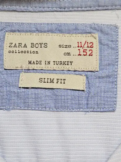 Camisa Zara Boys Slim Fit Azul Claro - miniatura 2