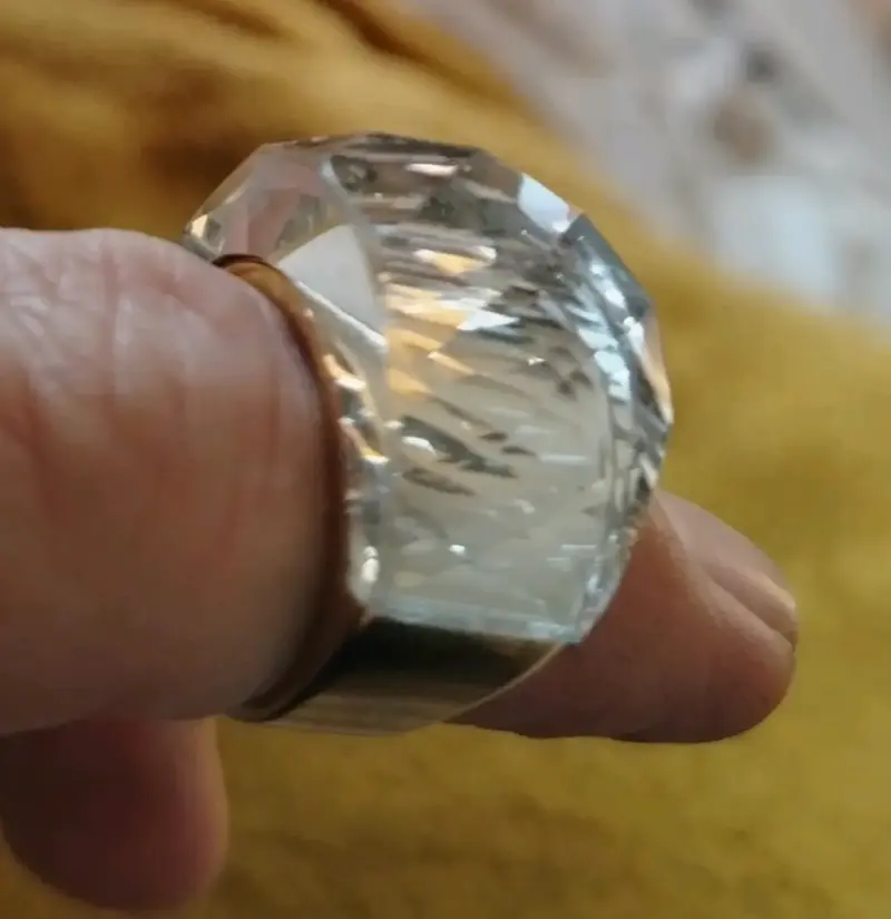 Anillo de cristal facetado de acero inoxidable - 1