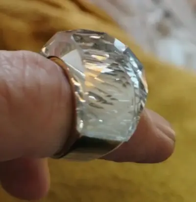 Anillo de cristal facetado de acero inoxidable - miniatura 1