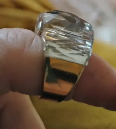 Anillo de cristal facetado de acero inoxidable - miniatura 2
