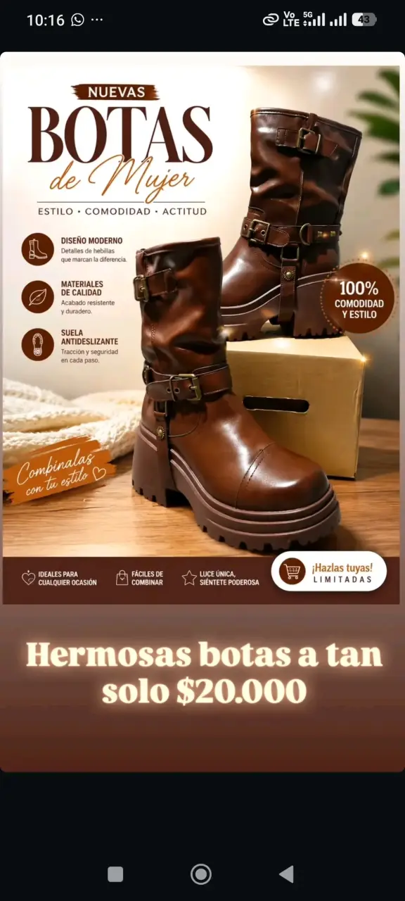 Botas de mujer marrones con hebillas - 1