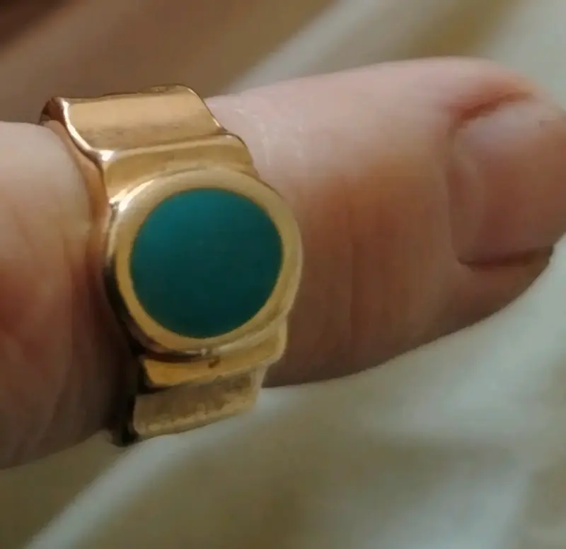 Anillo dorado con piedra calipso acero inoxidable - 3