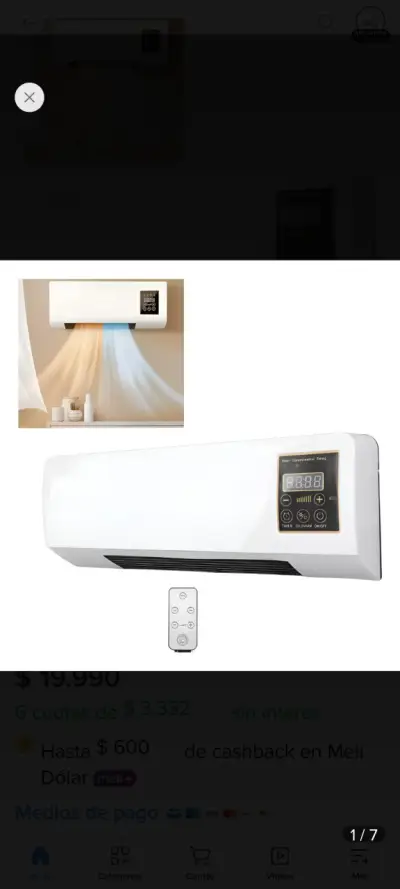 Calefactor de Pared con Control Remoto LX-333 - miniatura 1