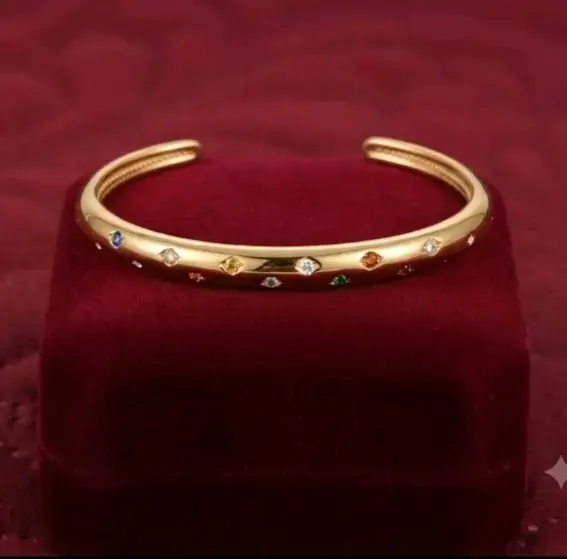 Brazaleta bañado en oro 18k piedras colores