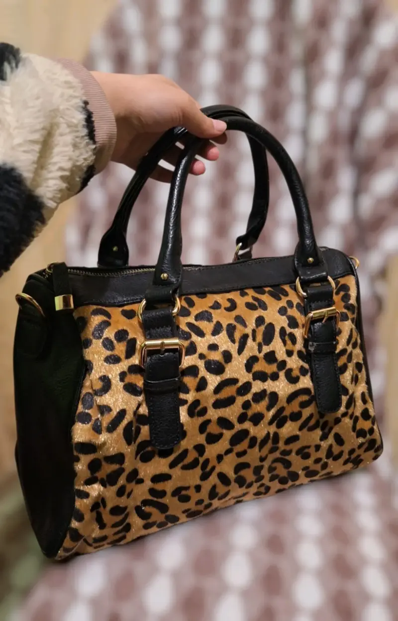 Bolso de mano con estampado animal print - 4