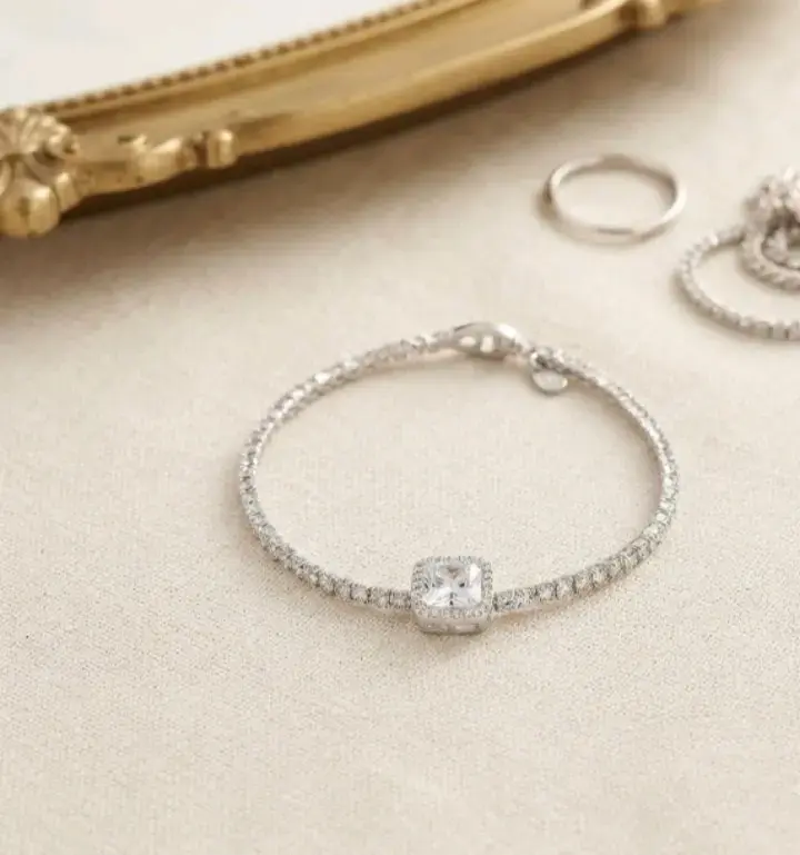 Pulsera de plata con piedra central negra - 2