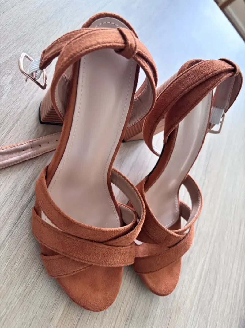 Sandalias de tacón alto color terracota - 2