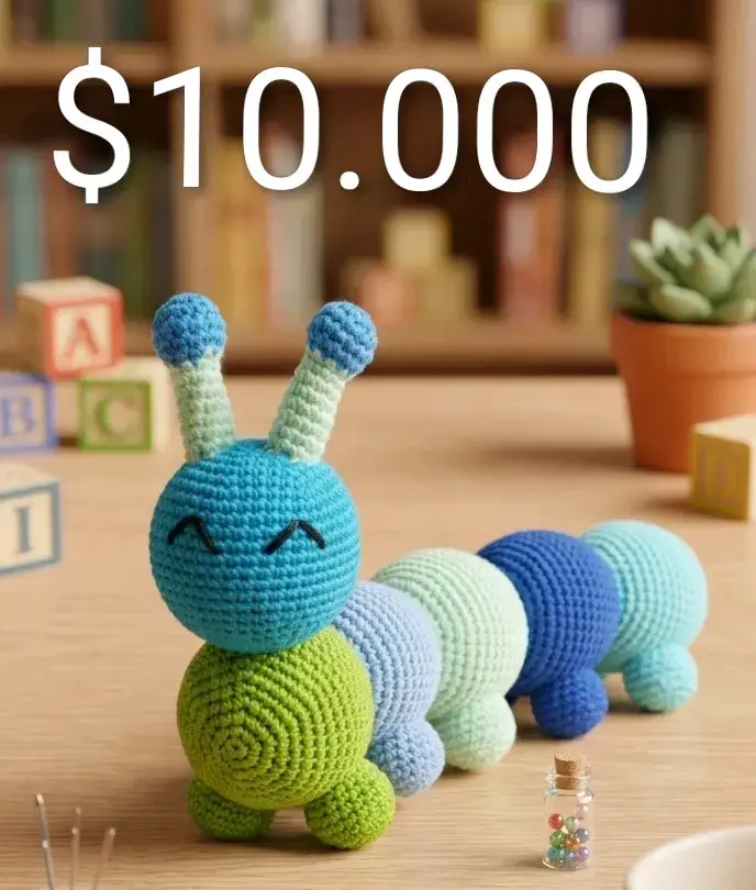 Oruga de crochet multicolor para niños