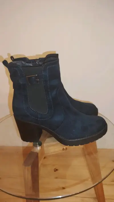Botines de tacón azul oscuro para mujer - miniatura 1