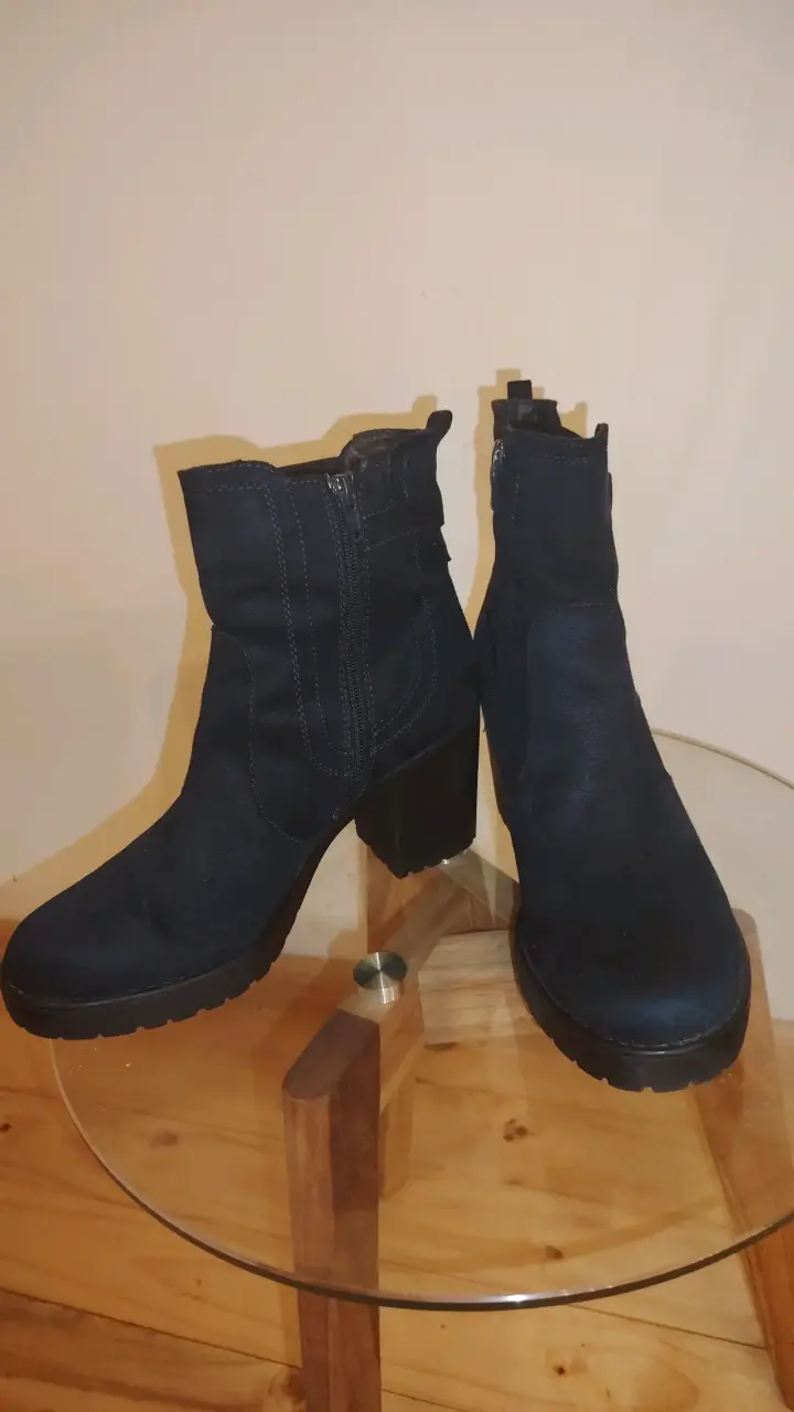 Botines de tacón azul oscuro para mujer - 3