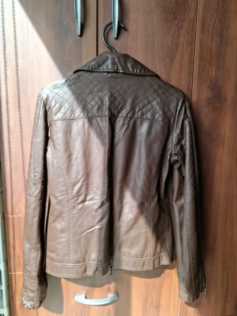 Chaqueta de cuero marrón para mujer - 3
