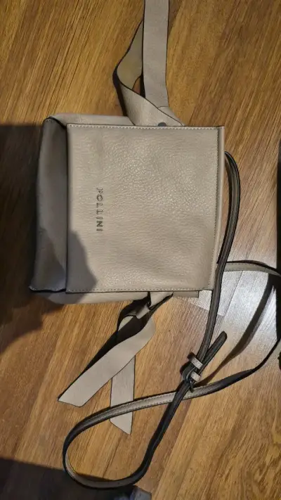 Bolso cruzado de cuero beige Pollini - miniatura 1