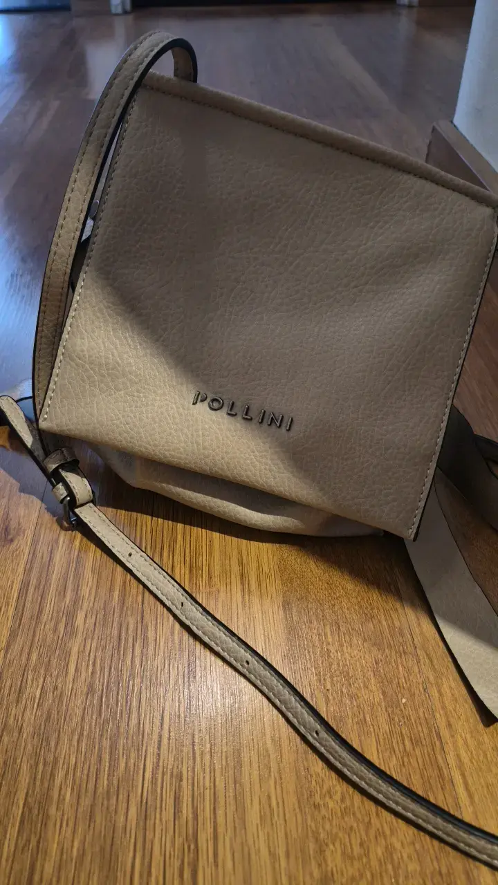 Bolso cruzado de cuero beige Pollini - 3