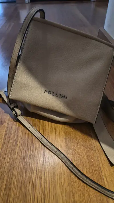 Bolso cruzado de cuero beige Pollini - miniatura 3