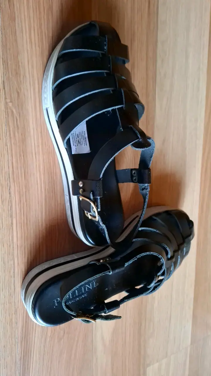 Sandalias negras de cuero para mujer - 5