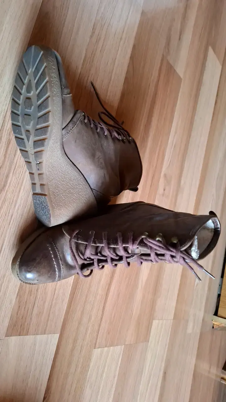 Botines de cuero marrón con plataforma - 3