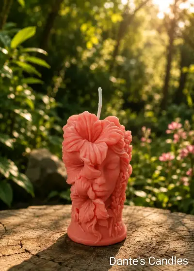 Vela decorativa con diseño de rostro floral - miniatura 3