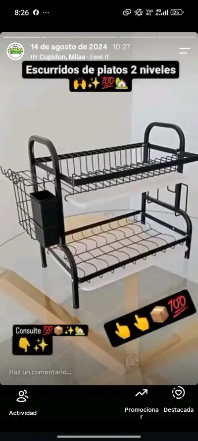 Escurridor de platos 2 niveles acero inoxidable - miniatura 2