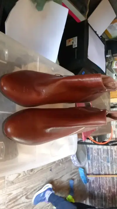 Botines de cuero marrón con tacón alto - miniatura 1