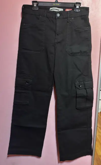Pantalon cargo negro Americanno wide leg - miniatura 1
