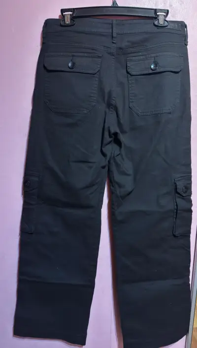Pantalon cargo negro Americanno wide leg - miniatura 3