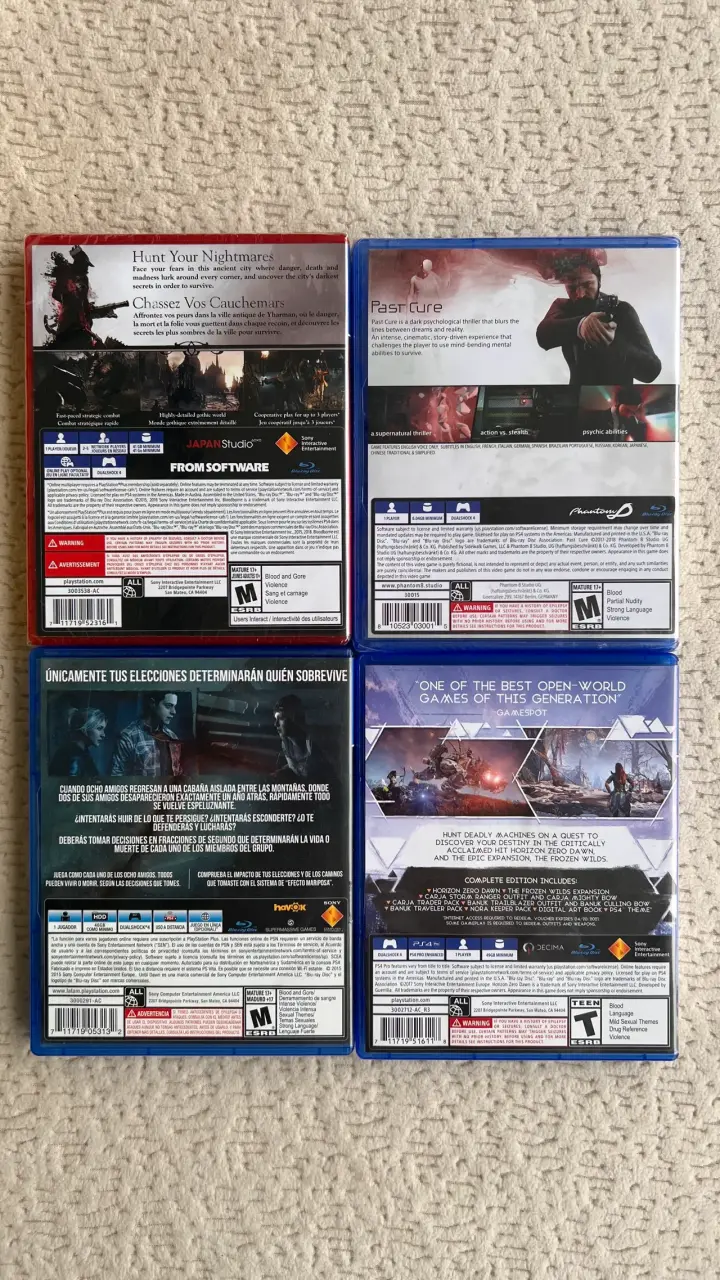 Lote 4 Juegos PS4 (Bloodborne, Past cure…) - 2