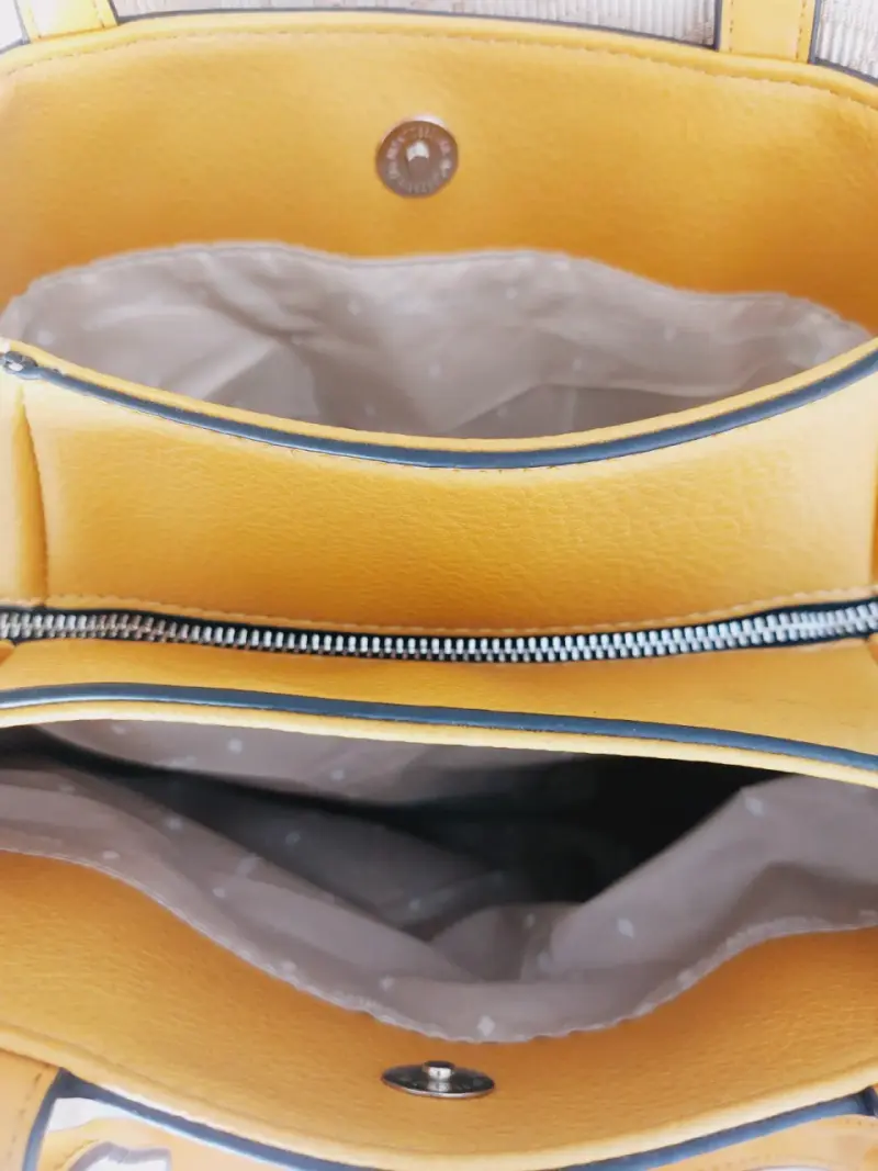Bolso de mano amarillo con correa ajustable - 3