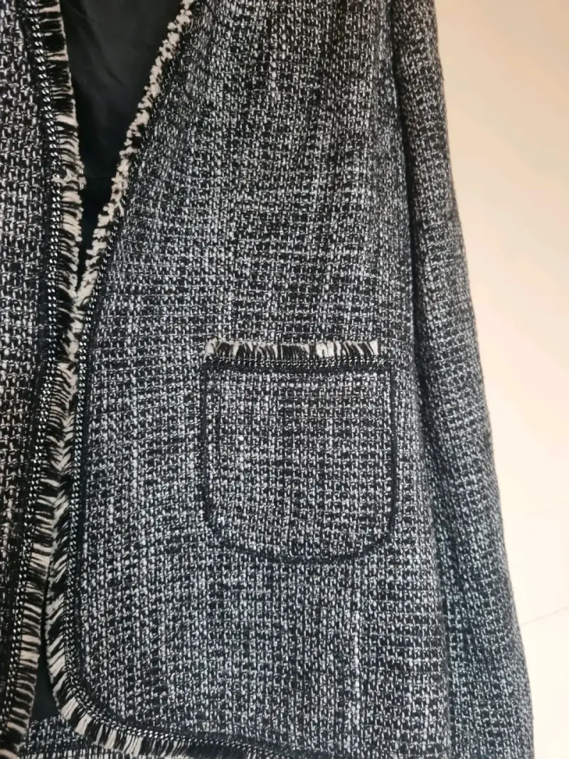 Chaqueta de tweed negra con bolsillos - 2