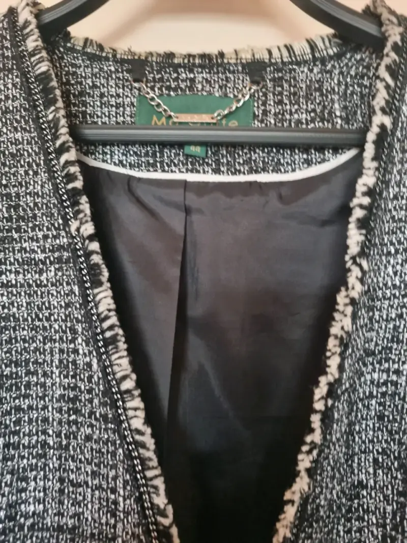 Chaqueta de tweed negra con bolsillos - 3