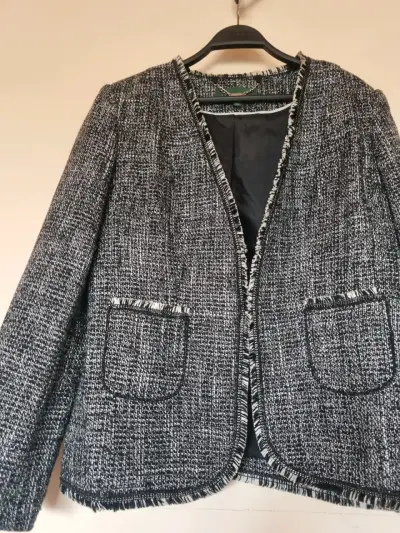 Chaqueta de tweed negra con bolsillos - miniatura 5