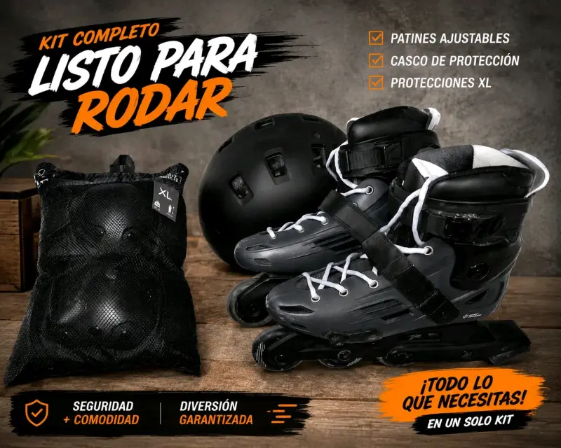 Patines N°39/40 + casco + protecciones - 1