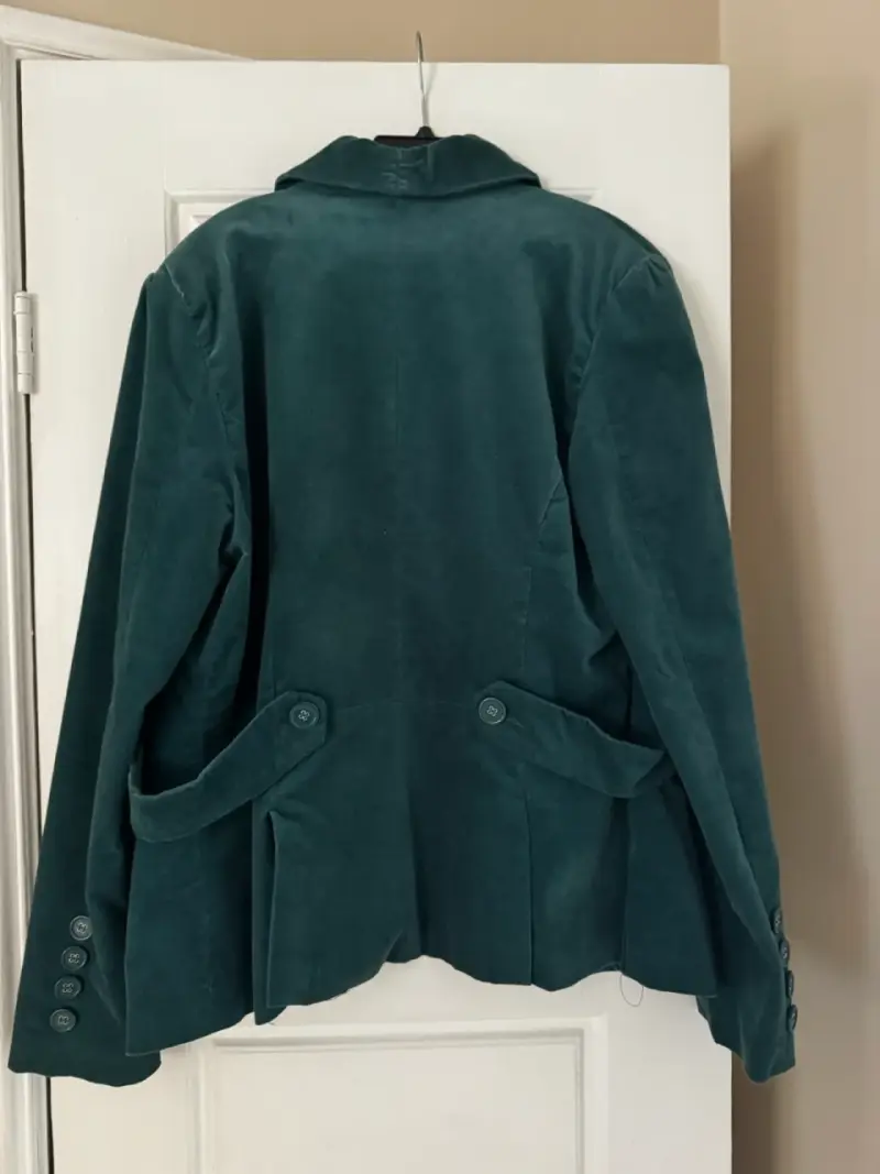 Blazer verde oscuro de terciopelo para mujer - 2
