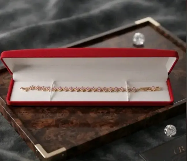 Pulsera baño de oro 24k en estuche roj