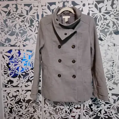 Abrigo paño  gris de mujer con doble botonadura - miniatura 1