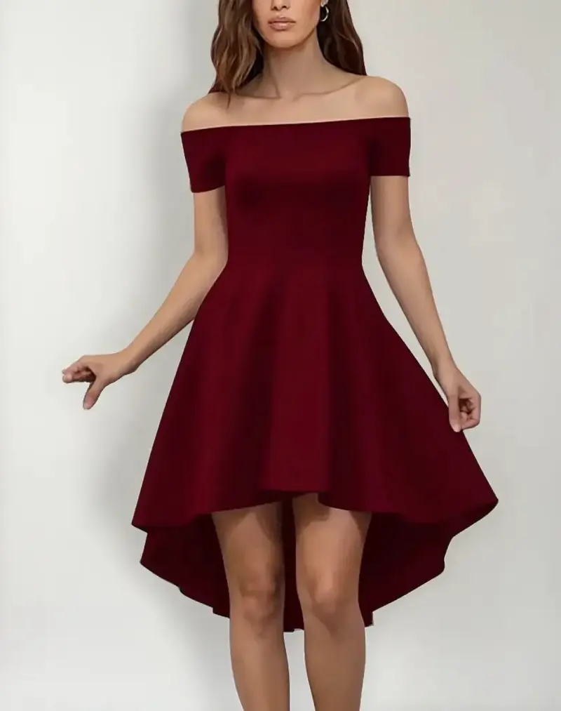 Vestido Color Rojo Vino - 2