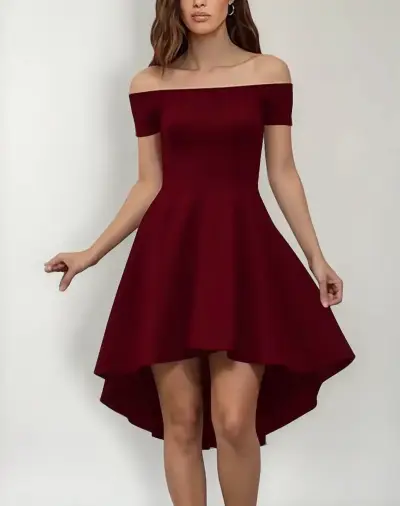 Vestido Color Rojo Vino - miniatura 2